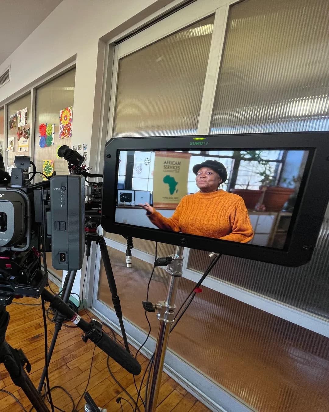 A Viridity cinema camera and monitor on an interview set